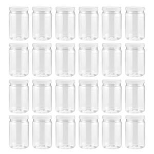 Plastic Mason Jars (18 oz 24 pack) White Lids, Clear Jars